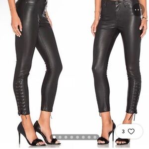 Blank NYC Black Faux Leather Lace-Up Pants Size 28